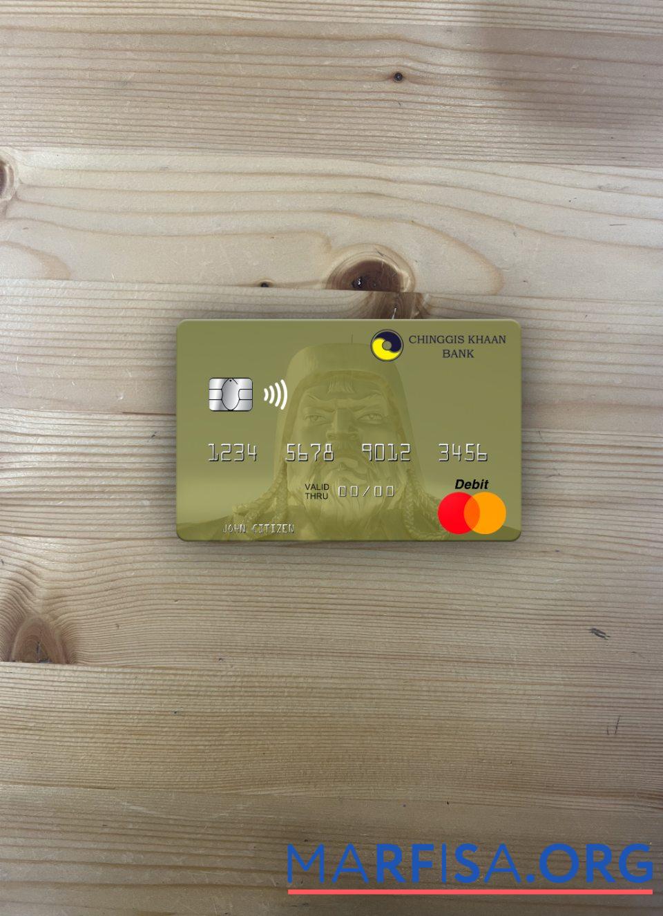 Downloadable Mongolia Chinggis Khaan Bank mastercard photolook front example